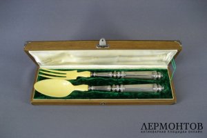 Раздаточный набор. Серебро 950 пробы, кость. Франция, XIX век.
