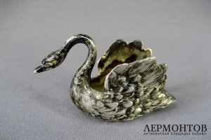 Солонка лебедь. Серебро 800 пробы. Германия, вторая половина XIX века. 