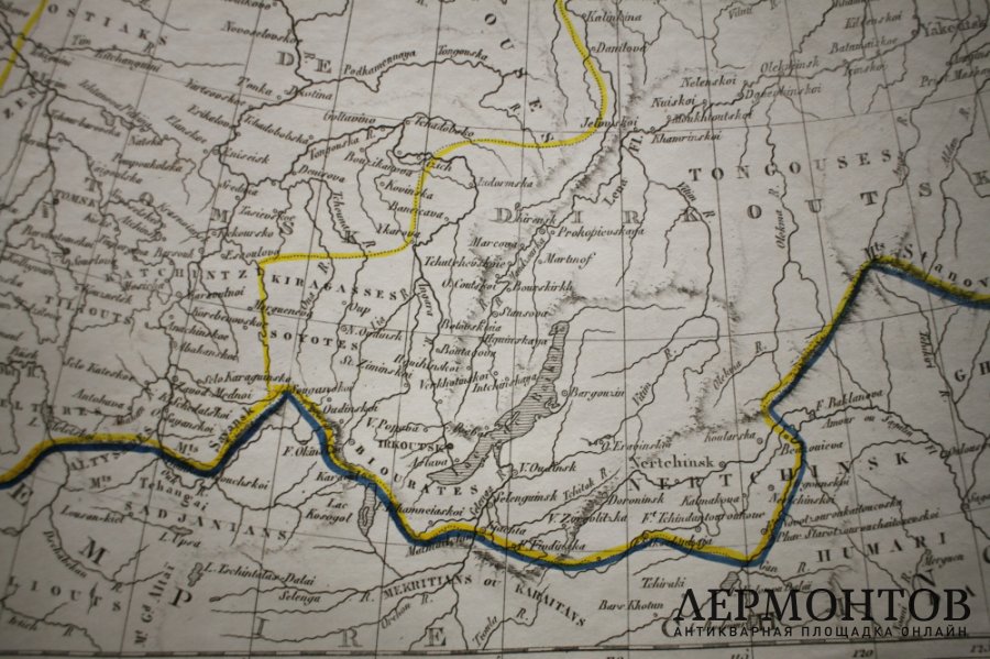 Карта Сибири и Камчатки.  Картограф Ambroise Tardieu. Париж, 1821 год.