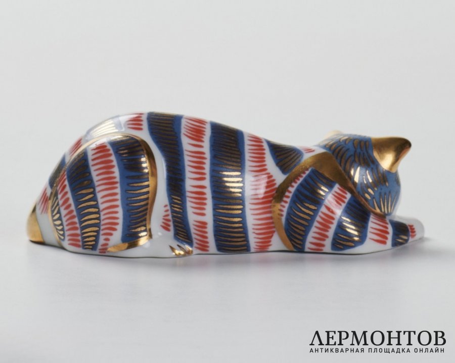 Статуэтка «Кошка лежит». Фарфор, Franklin Mint, США