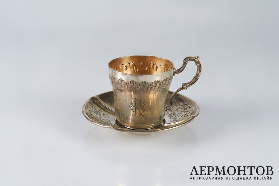 Кофейная пара. Серебро 950 пробы, золочение. Франция, XIX век.