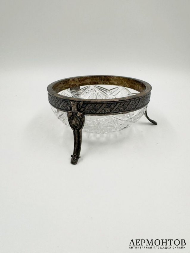 Ваза для конфет. Хрусталь, серебро 84 пробы, Россия, 1908–1917 годы