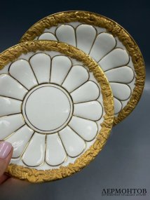 Чайное трио «X-форма». Фарфор, золото, Meissen, Германия, начало 20 века