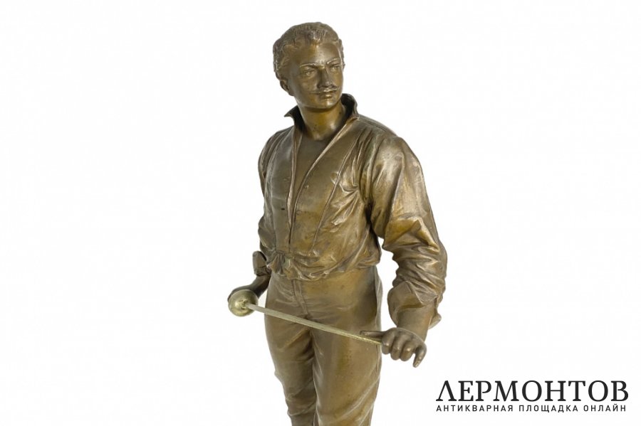 Парные скульптуры Дуэлянты. Франция, Rene Charles Masse, 19 век. Шпиатр, патина.