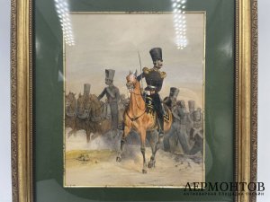 Гравюра Штаб-офицер и рядовые гвардейской конной артиллерии. 1840 г.