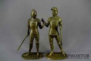Парная композиция Рыцари. Бронза. Франция, ХХ век. 
