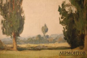 Картина. Берег в Дюссельдорфе. Художник Adolf Rheinert. Холст, масло.