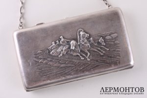 Тетральная сумочка Тройка. Серебро 84 пробы. Россия, Москва, начало 1920х гг.
