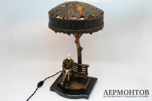Лампа настольная с фигурой Гете. Бронза, кость. Германия, Шмидт-Феллинг, 1900е гг.