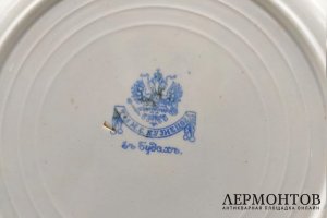 Столовый сервиз на 10 персон. Розы на бирюзовом. Российская империя, 1889-1917