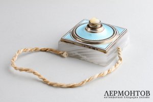 Электрический звонок. Серебро 900 пробы, эмаль гильоше. Бельгия, Брюссель.