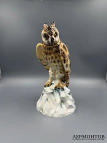 Статуэтка «Ушастая сова». Фарфор, роспись, Meissen, Э. А. Лойтериц, Германия