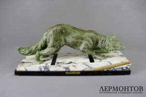 Кабинетная скульптура Лиса. Danvin. Бронза, мрамор. Франция, Париж, ХХ век. 