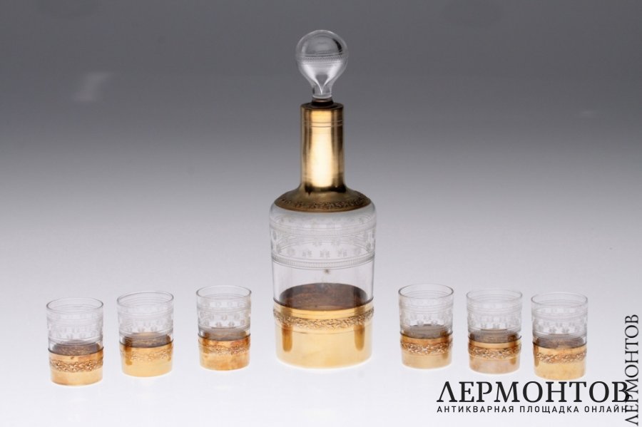 Ликерный набор Ravinet et Baccarat. Серебро 950. Франция