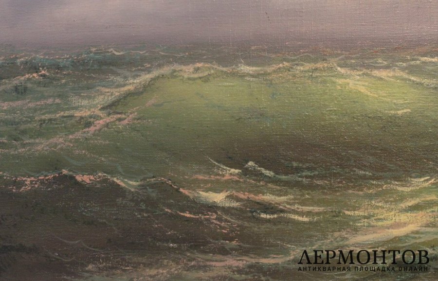 Морской пейзаж. Корабль на волнах. Холст, масло. 2006 год.