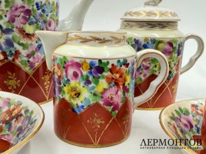 Сервиз чайный-кофейный.Германия, мануфактура SP Dresden, рубеж 19-20 вв. Фарфор.