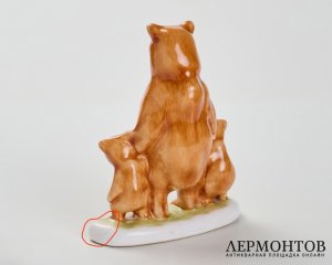 Статуэтка «Медведица с медвежатами». Керамика, Bodrogkeresztúr, Венгрия, 1960–1970-е годы