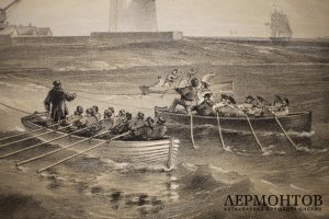 Литография. Маяк на мысе Херсонес. Крымская война. У. Симпсон. Лондон, 1855 г.