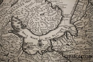 Карта. Север Европейской части России. Гравюра на меди. А. Олеарий. Амстердам, 1727 г