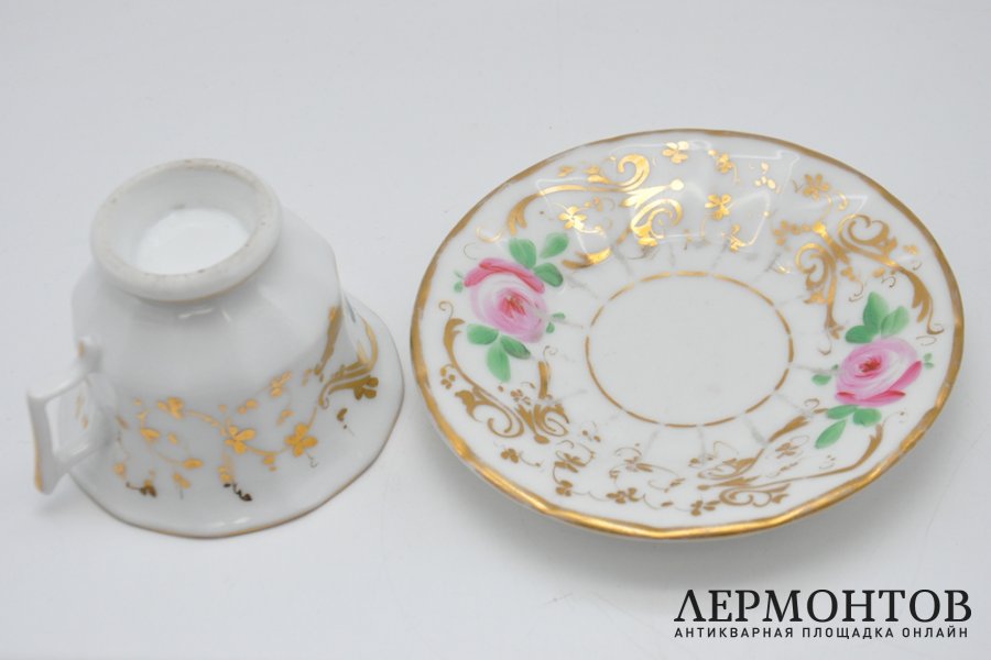 Чайная пара с розами. Фарфор, роспись. Франция, 2-я половина XIX-начало ХХ вв.