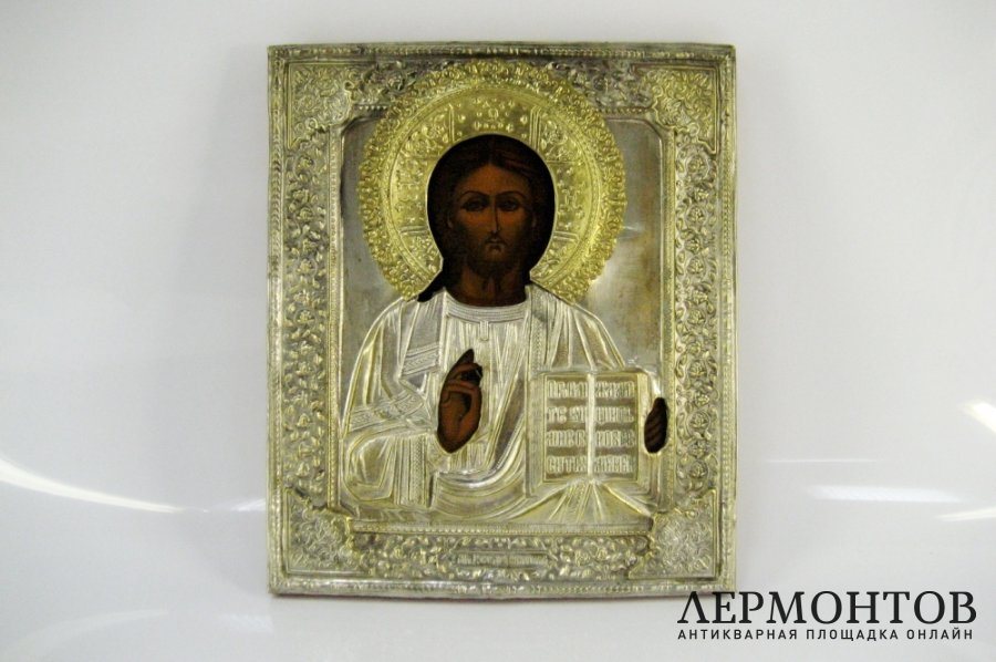 Икона. Господь Вседержитель. Дерево, темпера, бронза.  Россия, XIX век.
