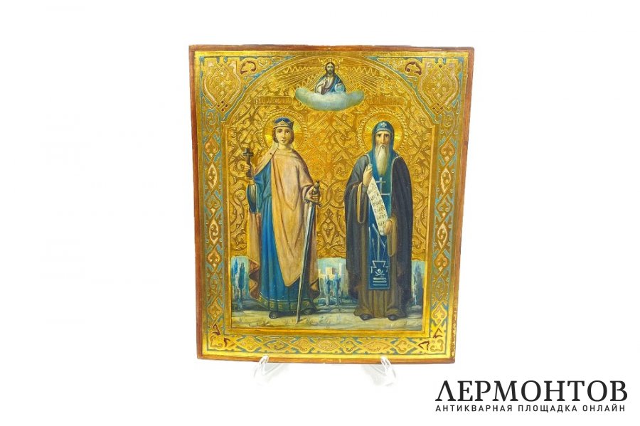 Икона Св. Александра и Св. Андрей. Россия, кон. 19 - нач. 20 в. Дерево, смеш. техн.