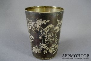 Стакан. Серебро 950 пробы. Франция, XIX век. Высота 8,0 см.