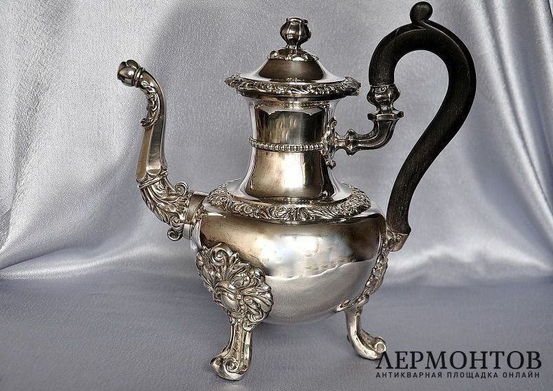 Кофейник Courtois.  Серебро 950 пробы. Франция
