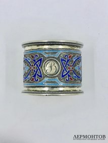 Кольцо для салфеток. Серебро 88 пробы, эмаль по скани, Г. Грачёв, Россия, 2-я половина 19 века