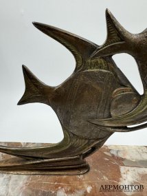 Скульптура «Рыбы» в стиле ар-деко. Бронза, камень, Западная Европа, 1-я треть 20 века