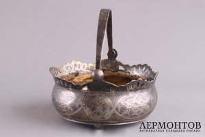 Сахарница с ручкой. Серебро 875 пробы. СССР, 50-е годы 20 в.
