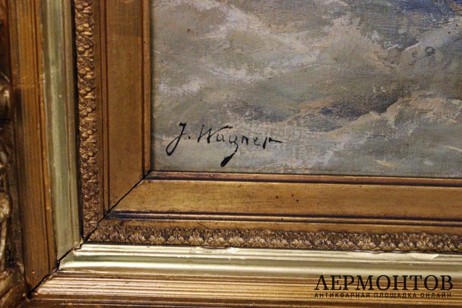 Картина. Морской пейзаж. Георг Фишхов. Холст, масло. Германия.