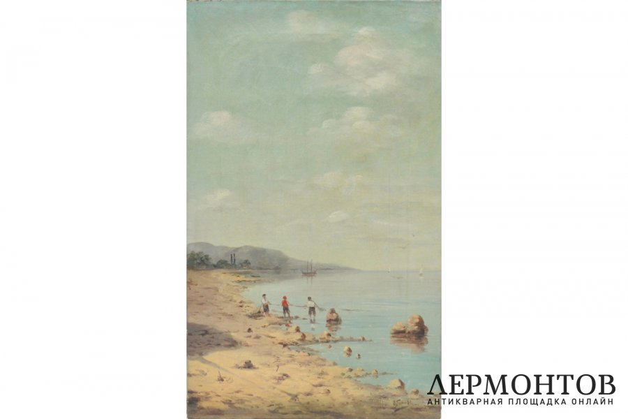Картина Рыбаки на берегу моря. Попов, Иван Васильевич. 1890-е гг. Холст, масло.