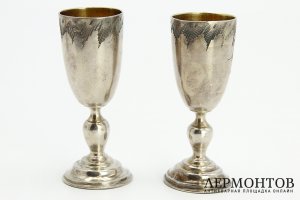 Пара рюмок. Серебро 84 пробы. Россия, Москва, 1899-1908 гг.