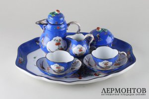 Чайный кофейный сервиз тет-а-тет в стиле шинуазри. Германия, Мейсен, 2 пол. 19 в.