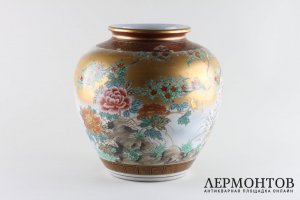 Ваза Пейзаж с птицей. Фафрор, роспись. Япония, Киндзан Кутани, вторая половина XX в.