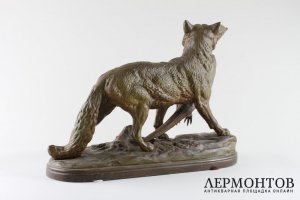 Скульптура Лиса с добычей. Франция, Париж, E.Delabrierre, кон.19-нач.20 вв. Бронза.