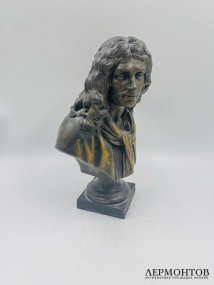 Бюст Мольера. Шпиатр, патинирование, Франция, 19 век