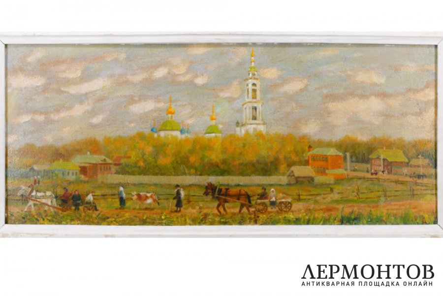 Картина Сельский пейзаж. 1920-1940е гг. Оргалит, масло.