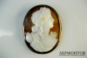 Камея. Золото 56 пробы. Агат. Российская Империя.