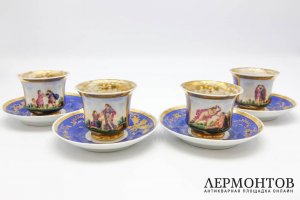 Чайный сервиз. Россия, завод Сафронова, 1830-40е гг. Фарфор, роспись.