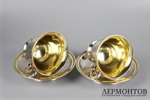 Комплект чайных пар. Серебро 800 пробы. Австрия, 1900-е гг.
