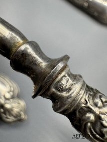 Набор сервировочных приборов. Серебро 84 пробы, сталь, мастер АГ, Россия, 1908–1917 годы