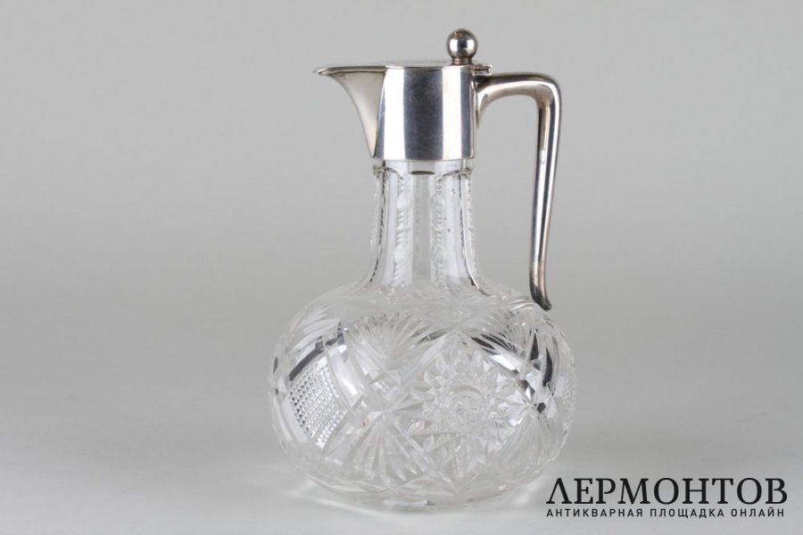 Графин. Серебро 800 пробы, хрусталь. Германия, H.Schapek, начало 20 века.