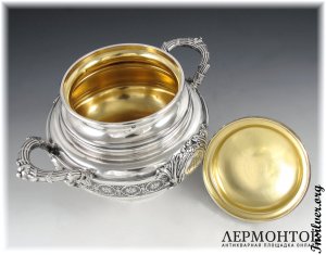 Чайный сервиз с подносом. Серебро 950. Франция