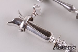 Комплект для сервировки мяса. E. Ernie. Серебро 950 пробы, сталь. Франция, XIX в.