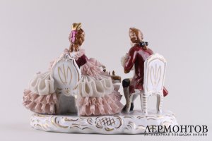 Статуэтка Игра в шахматы. Германия, середина 20 века. Фарфор, роспись.