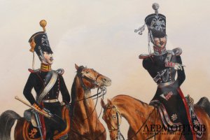 Литография Унтер-офицер и рядовой лейб-гвардии Конно-Пионерского эскадрона. 1840 г.