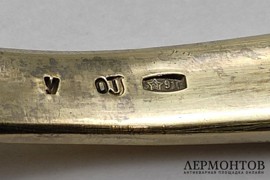 Салатная ложка с узором Самородок. Серебро 916 пр. СССР, Таллинн, 1960-80е гг.