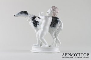 Статуэтка. Путти и русская борзая. Фарфор. Rosenthal. XX в.